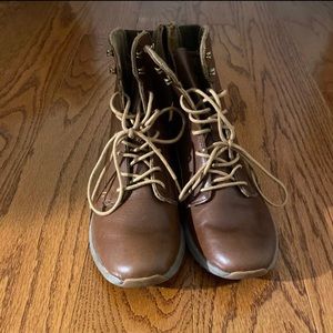 brown boots with laces